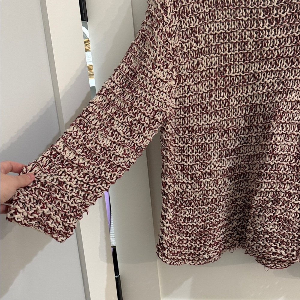 Zara Burgundy and Cream Knit Sweater - Picture 3 of 3